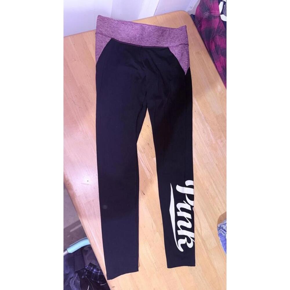 Pink Yoga Leggings with Foldover Waistband
